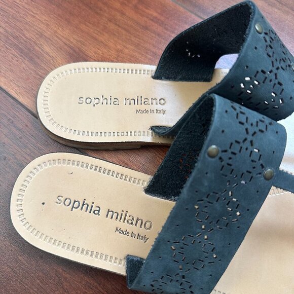 Sophia Milano Leather T-Strap Sandals Made in Italy Size 8 1/2 - Picture 2 of 7